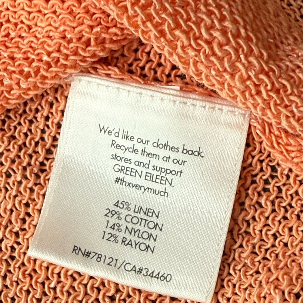 Eileen Fisher Linen Cotton Blend V-Neck Lightweight Loose Knit High-Low Sweater - Picture 12 of 12